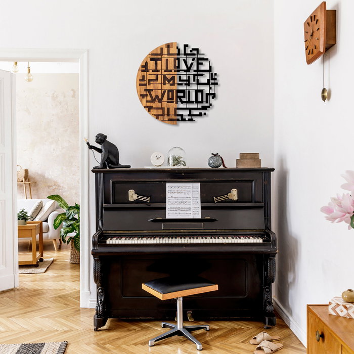 Wallity i Love My World - 330 Escultura de pared Negro y Nogal